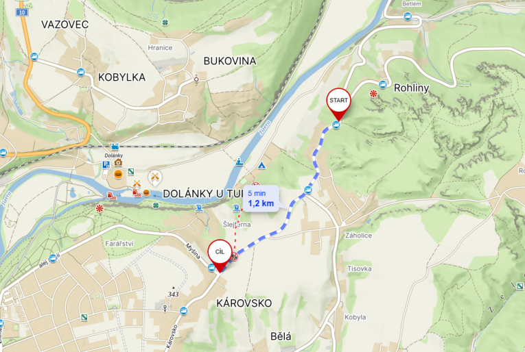 mapka uzavírky